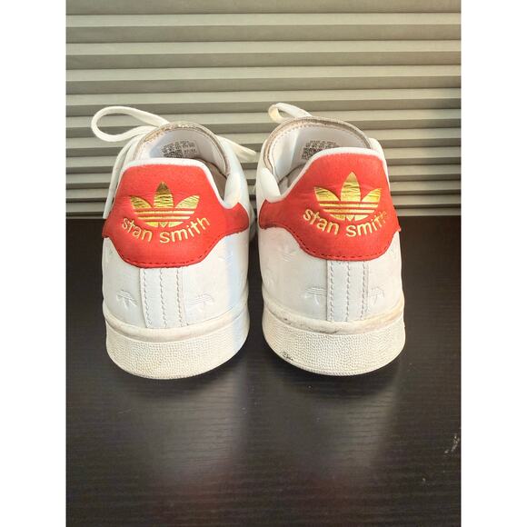 Adidas Stan Smith White Red Gold Trefoil Embossed Sneakers Men’s Size 10 Shoes main image 11
